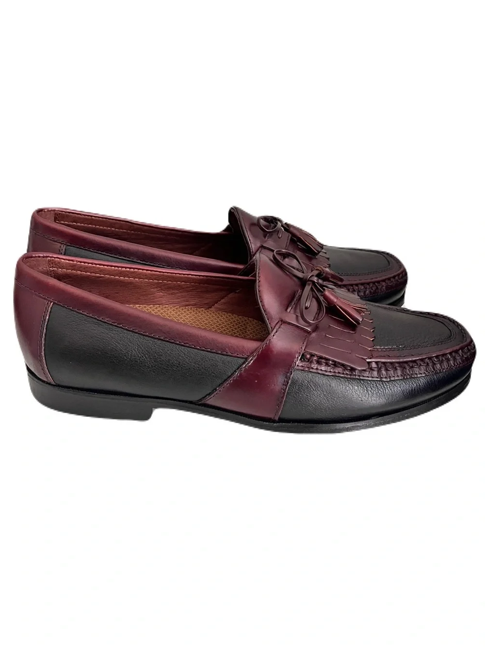 Johnson & Murphy ‘Aragon II’ Black and Burgundy Kiltie Tassel Loafers, Size 13W